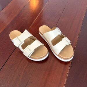 Nisolo Ella Flatform Slide, Bone, Size 8, 100% Leather
